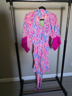 Lilly Pulitzer Kimora Silk Kimono Dress in Coco Coral Crab